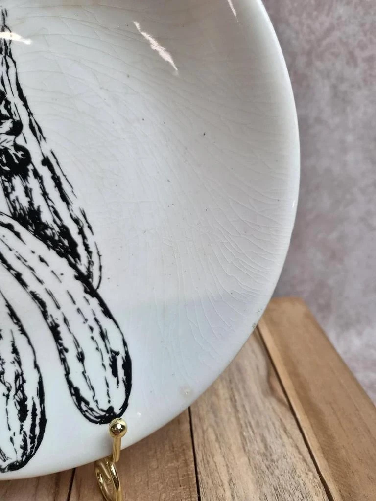 Platos planos Gien France decoración huerto calabazas en blanco y negro – photo 6